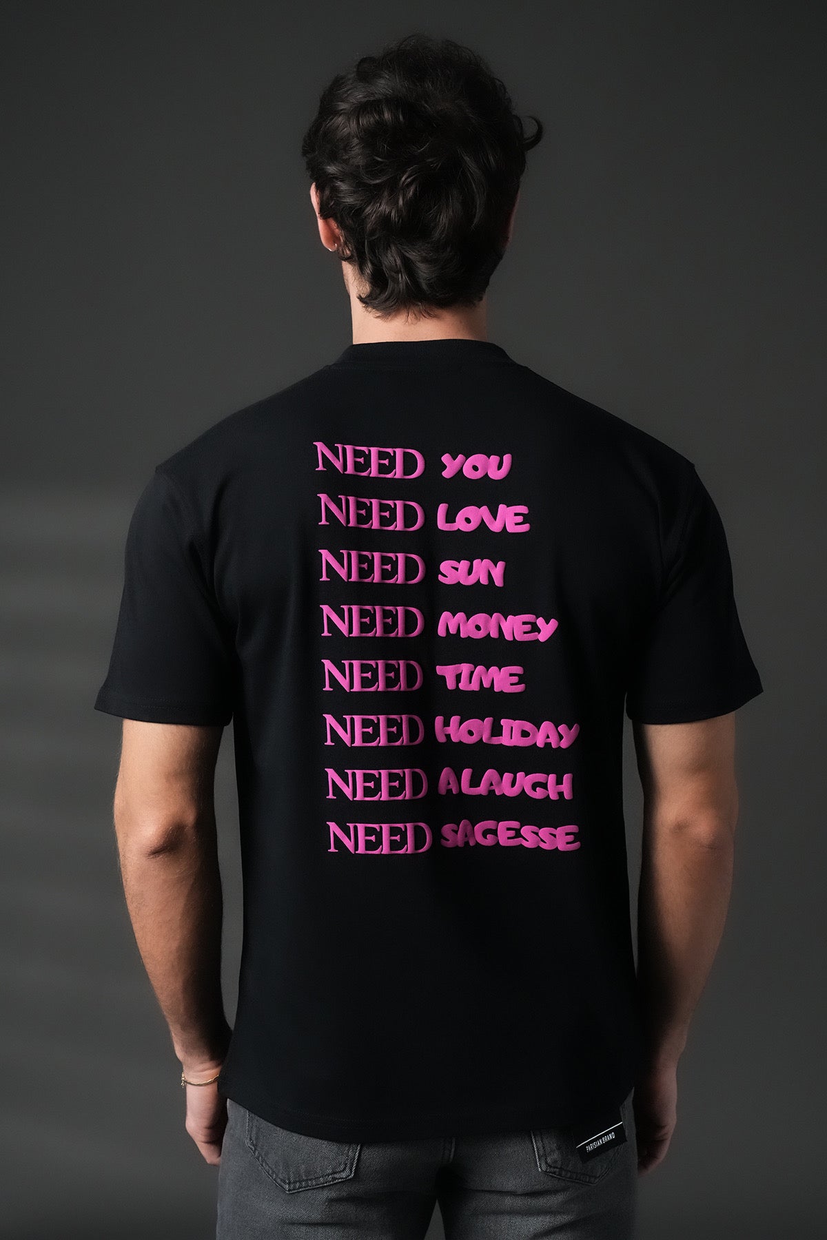 T-shirt noir Need de la marque NO LIMIT, vue de face, en coton, avec logo visible sur la poitrine.
