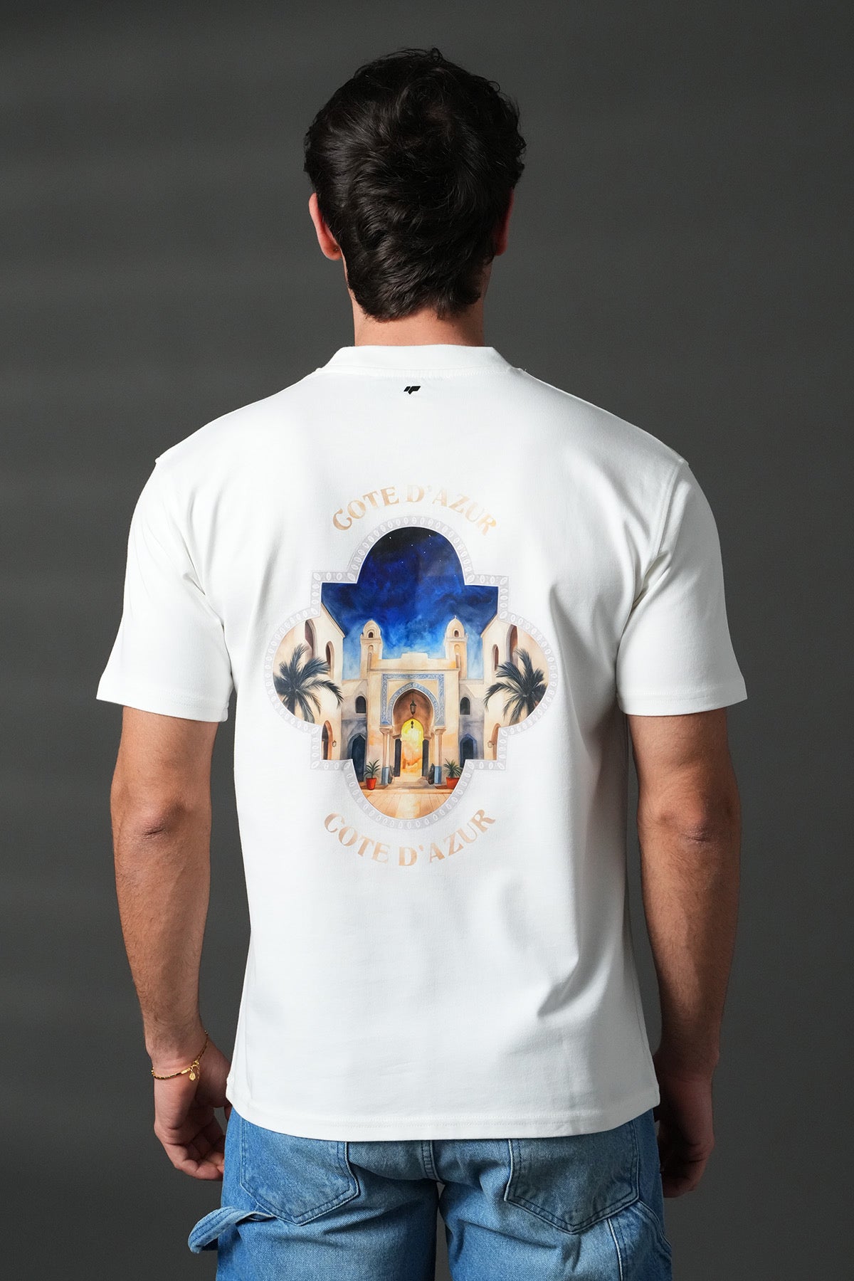T-shirt blanc NO LIMIT avec motif Côte d'Azur, manches courtes et coupe décontractée, vue de face.