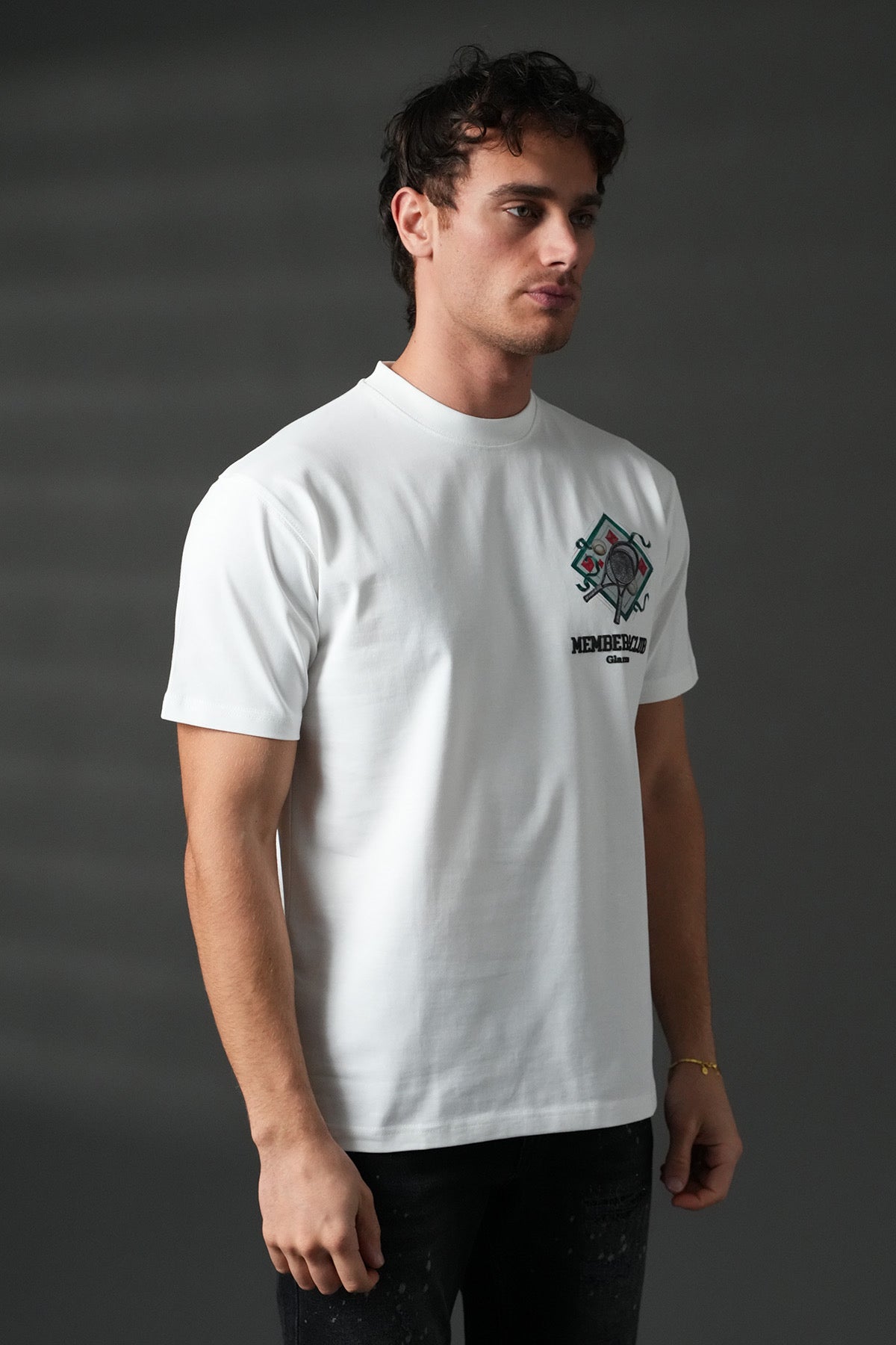 T-shirt tennis blanc NO LIMIT, vue de face, coton léger avec col rond et manches courtes, parfait pour le sport.
