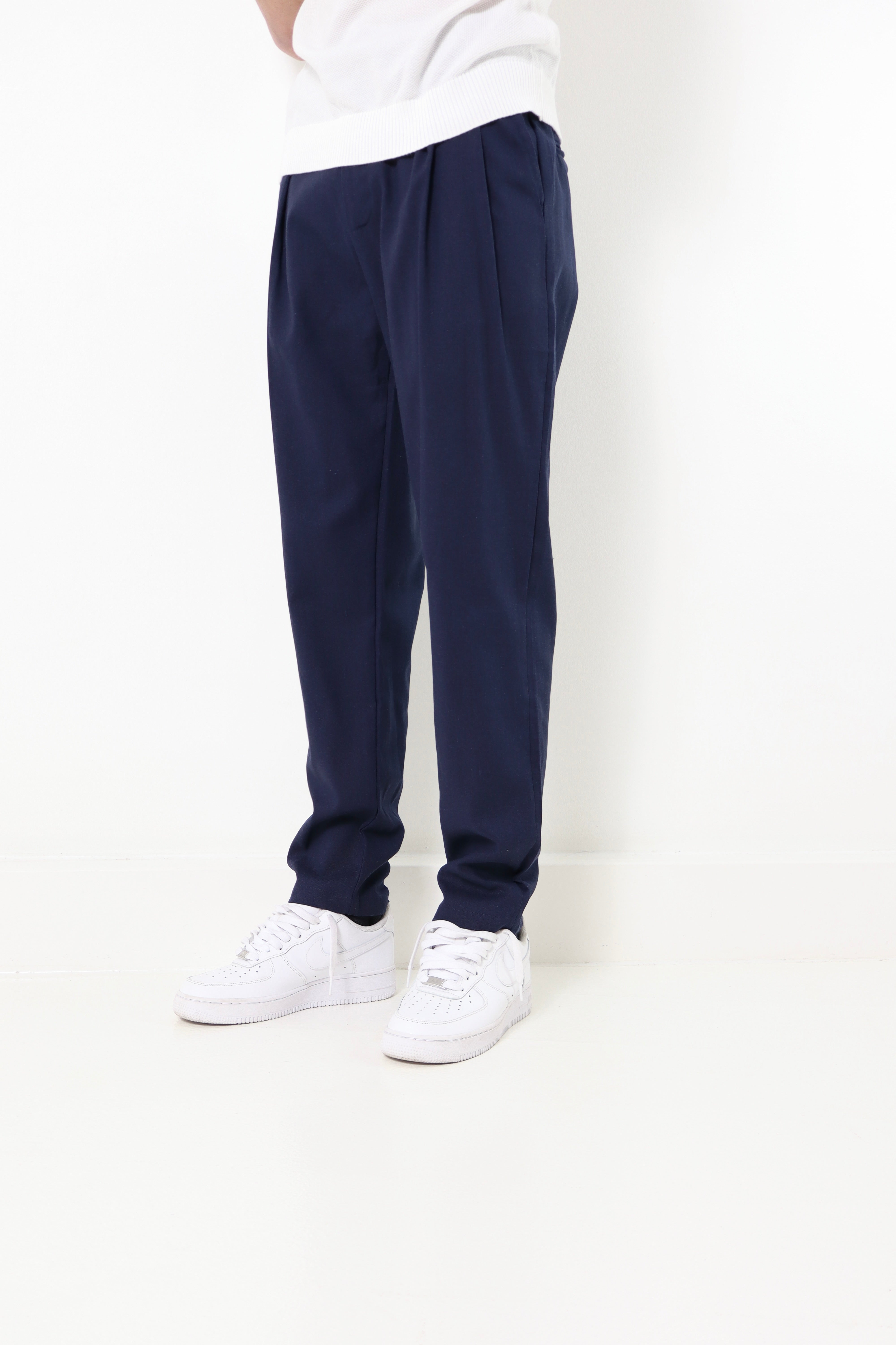Pantalon effet lin - bleu