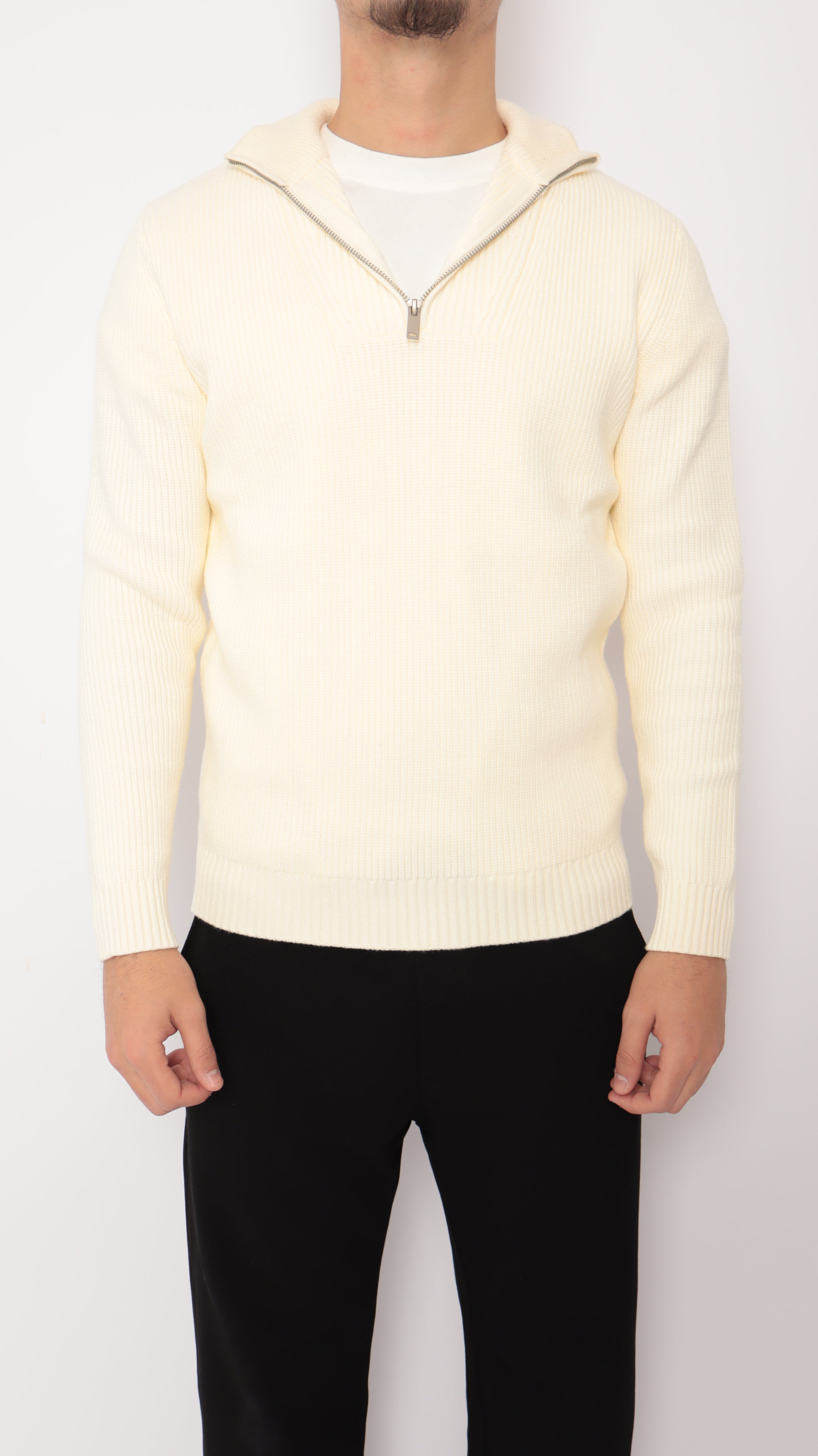 Pull col zip - blanc écru - NO LIMIT