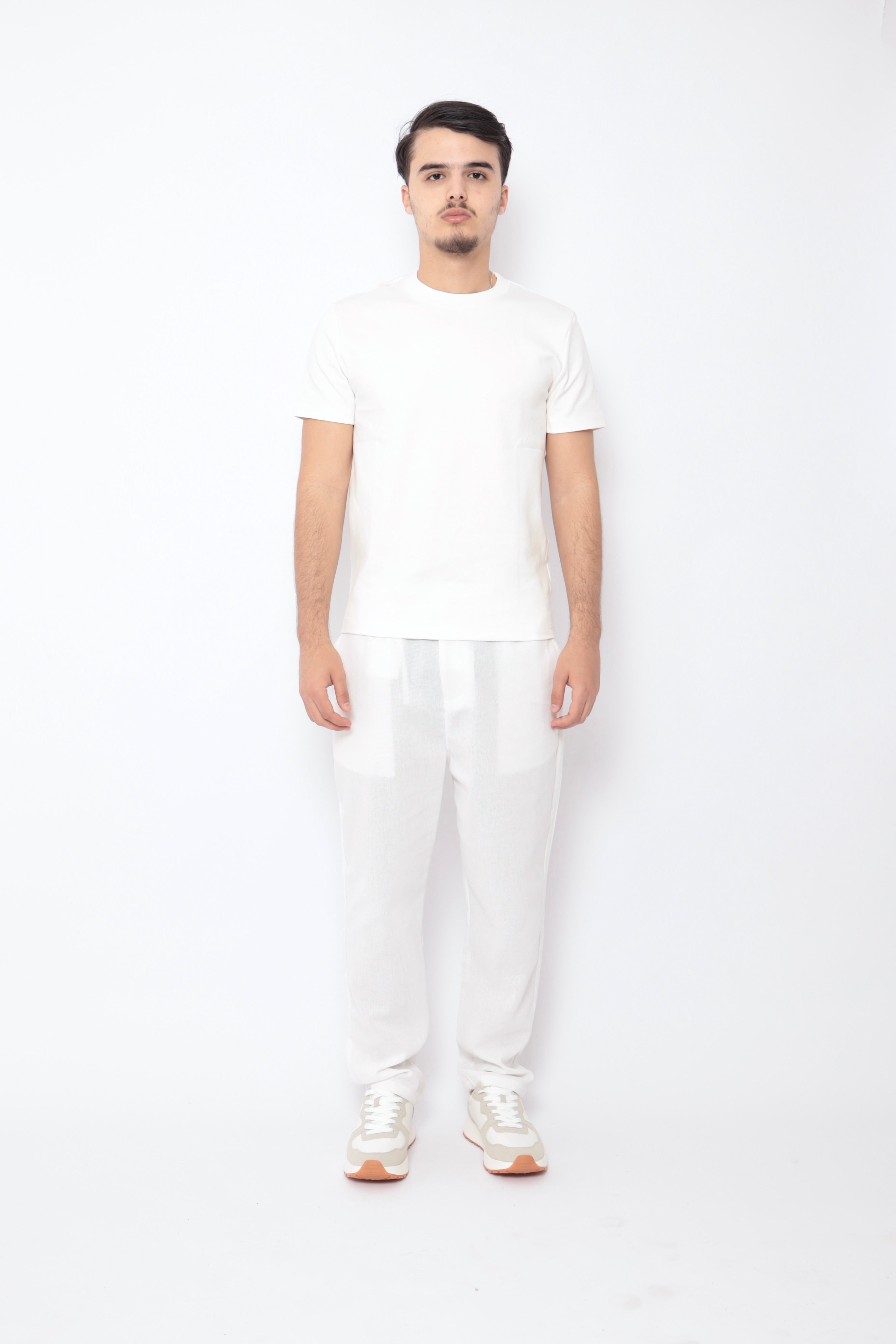 Pantalon blanc effet lin NO LIMIT, pantalon léger et décontracté avec texture en lin visible.