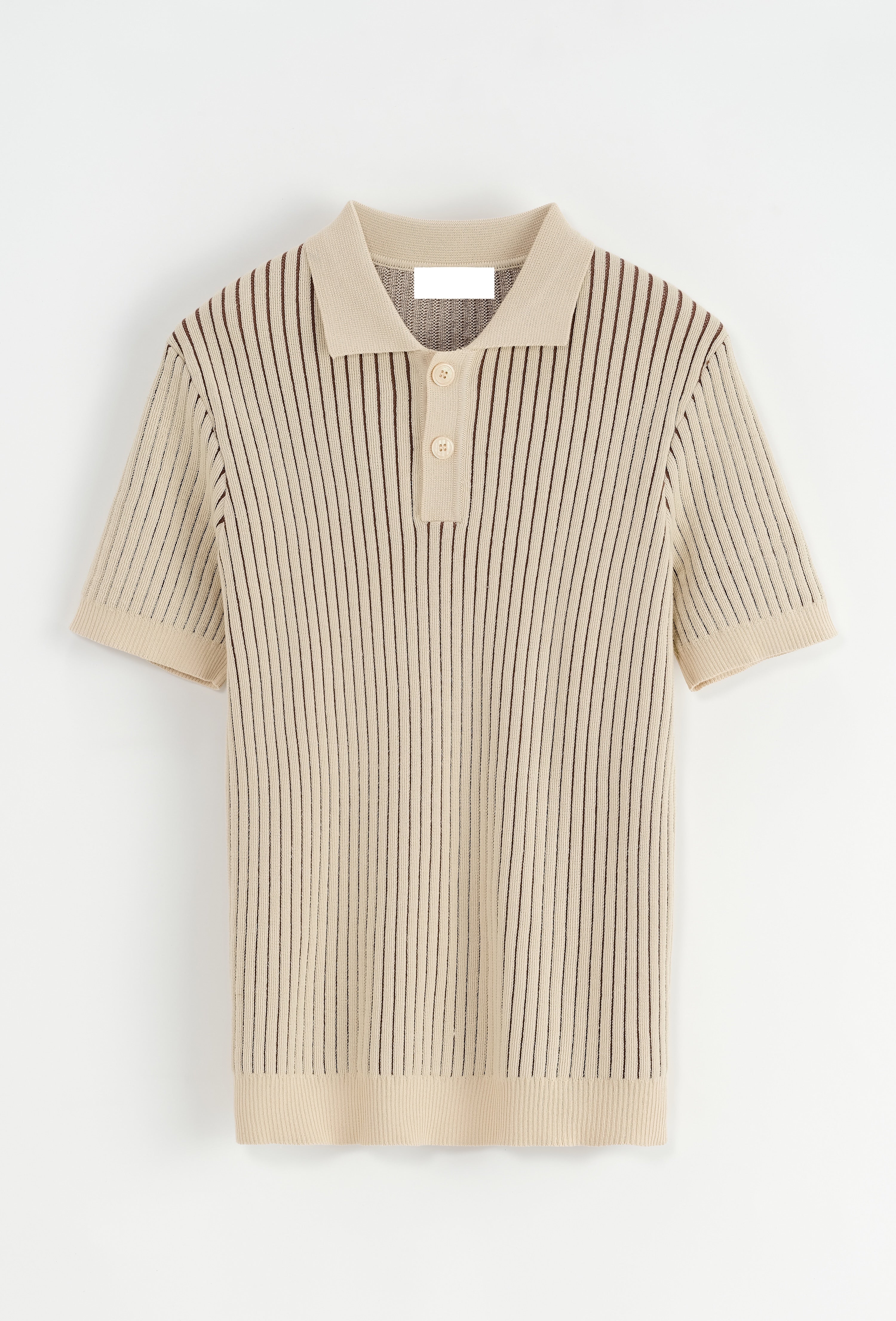 Polo texturé - à boutons - beige