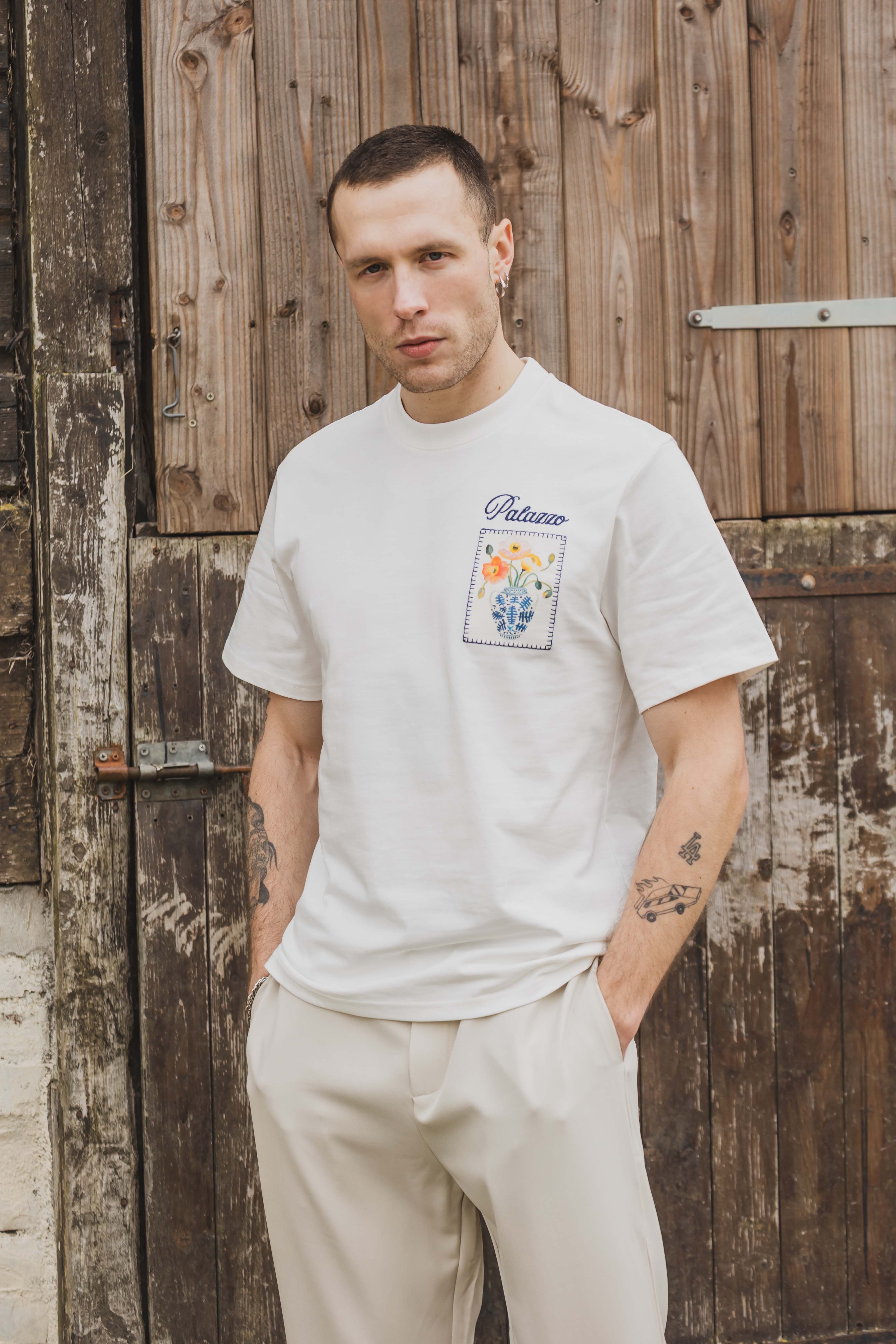 T-shirt - flower - blanc