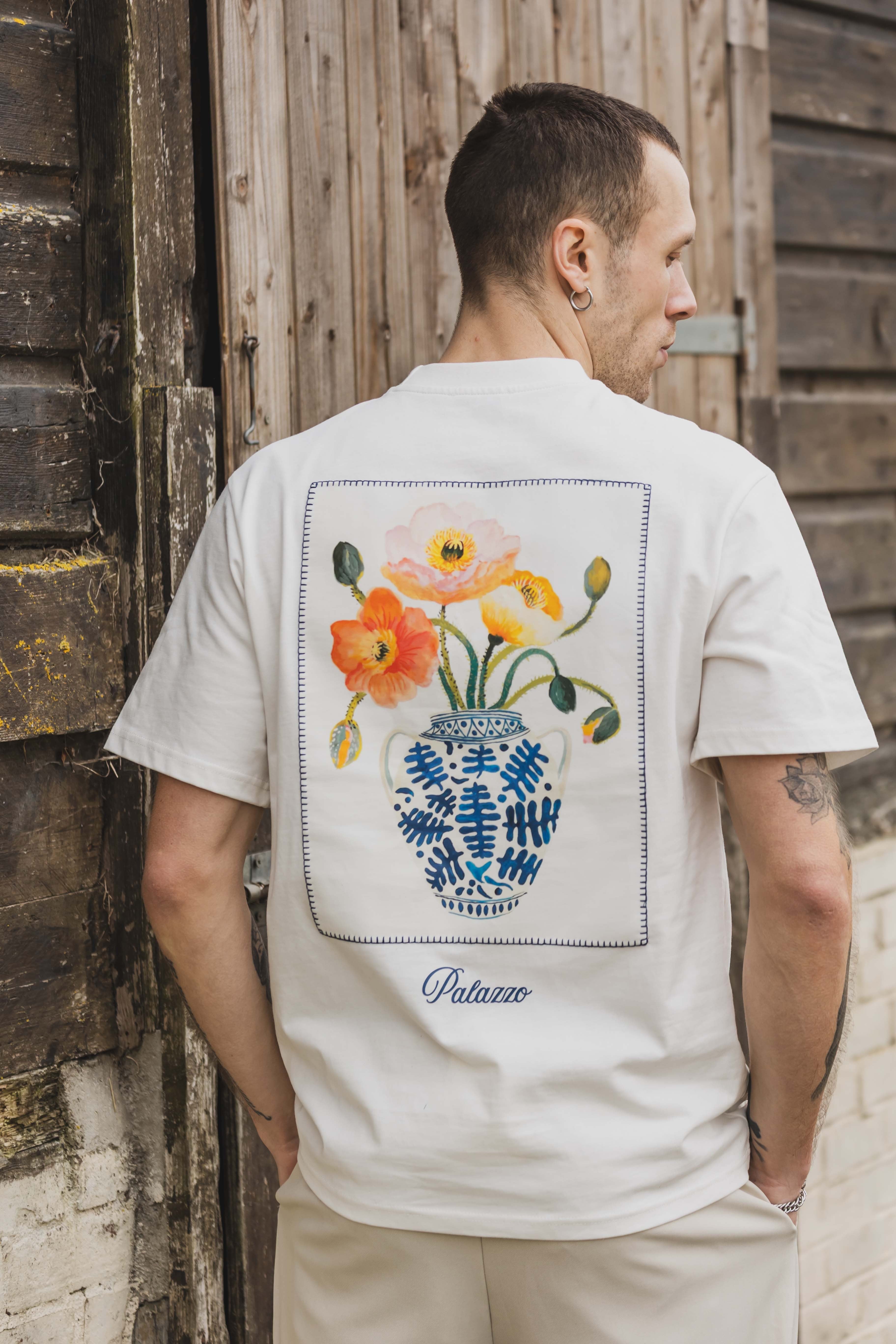 T-shirt - flower - blanc