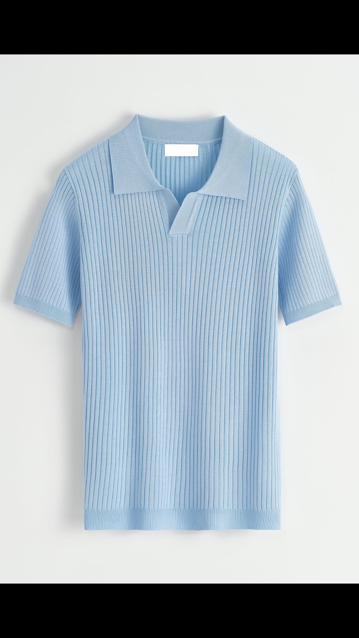 Polo à reliefs - col V - bleu