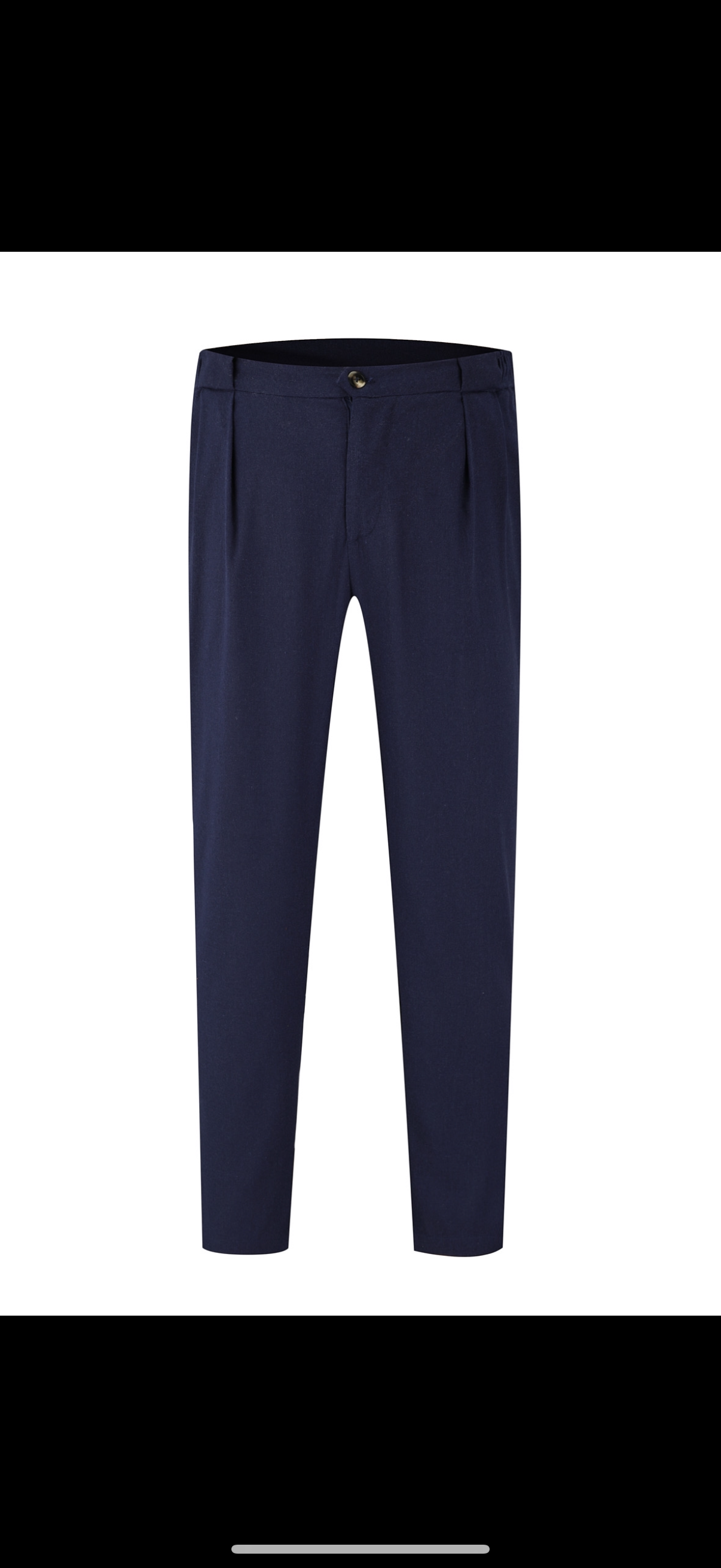 Pantalon effet lin - bleu