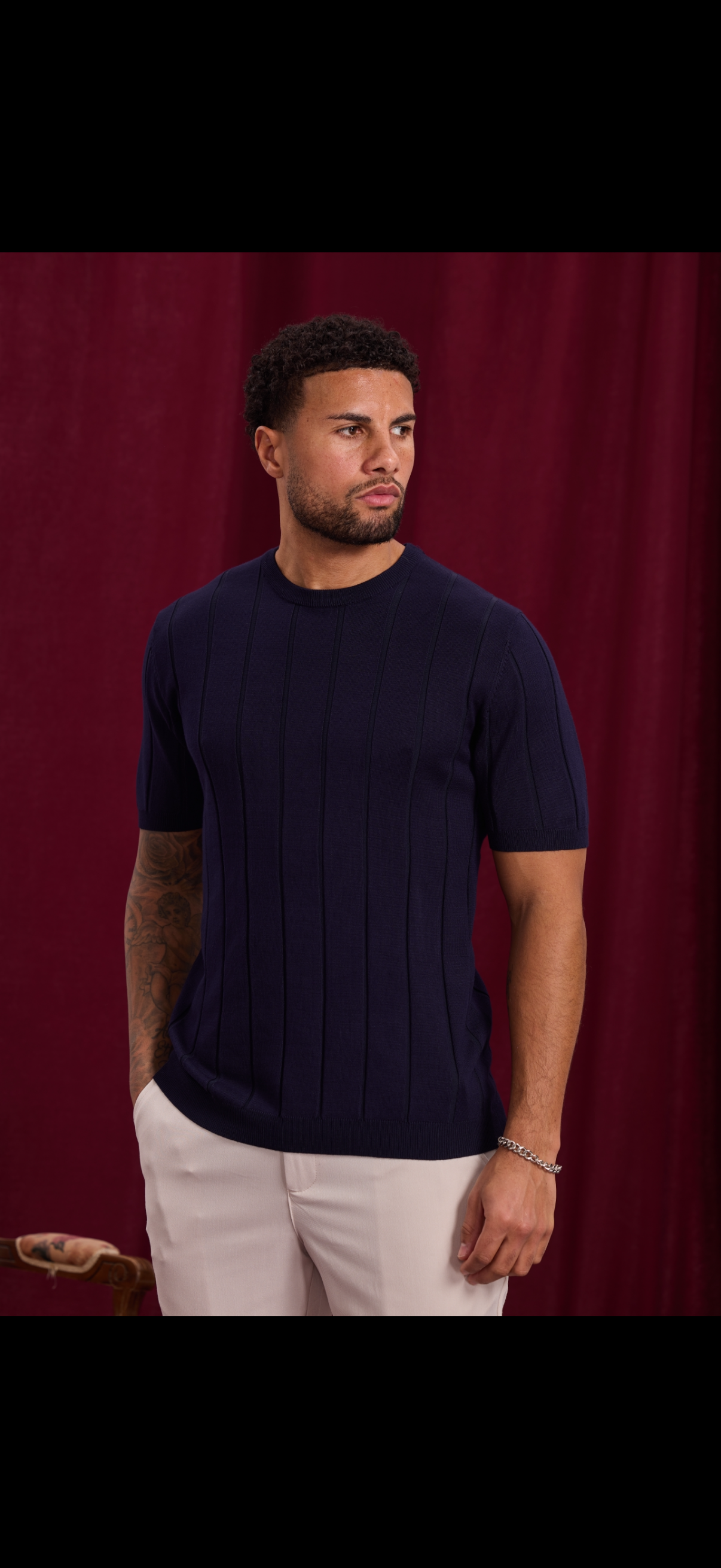 T-shirt à détails - bleu marine