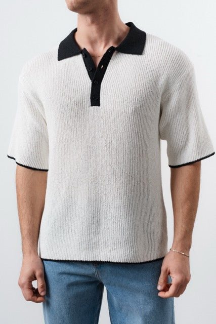 Polo en maille blanc à manches courtes de la marque NO LIMIT, vue de face sur fond neutre.