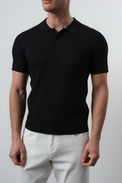 Polo à boutons noir pour homme de marque NO LIMIT, manches courtes, vue de face sur fond neutre.